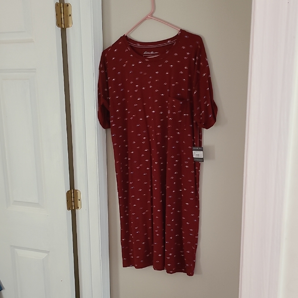 NWT: Eddie Bauer Red Patterned Midi Dress - Picture 6 of 6